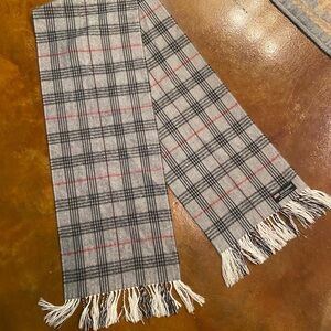 Vintage Cashmere Scarf Nova Check Made in Scotland Grey Black Red White Winter